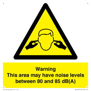 Warning Noise Levels in this area between 80 and 85 dB